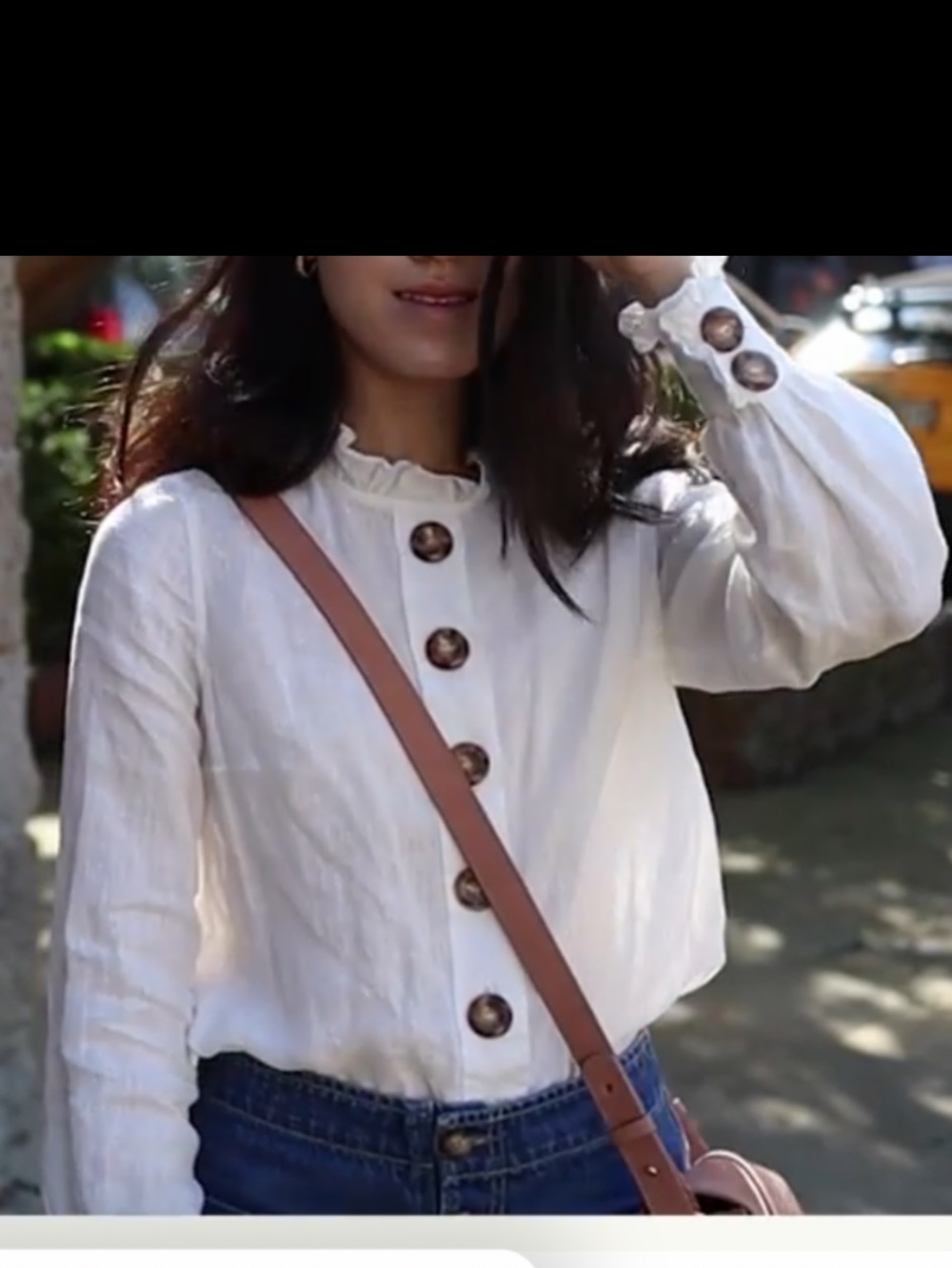 Sezane Khalie Linen Blouse Large Tortoise. Buttons. 36